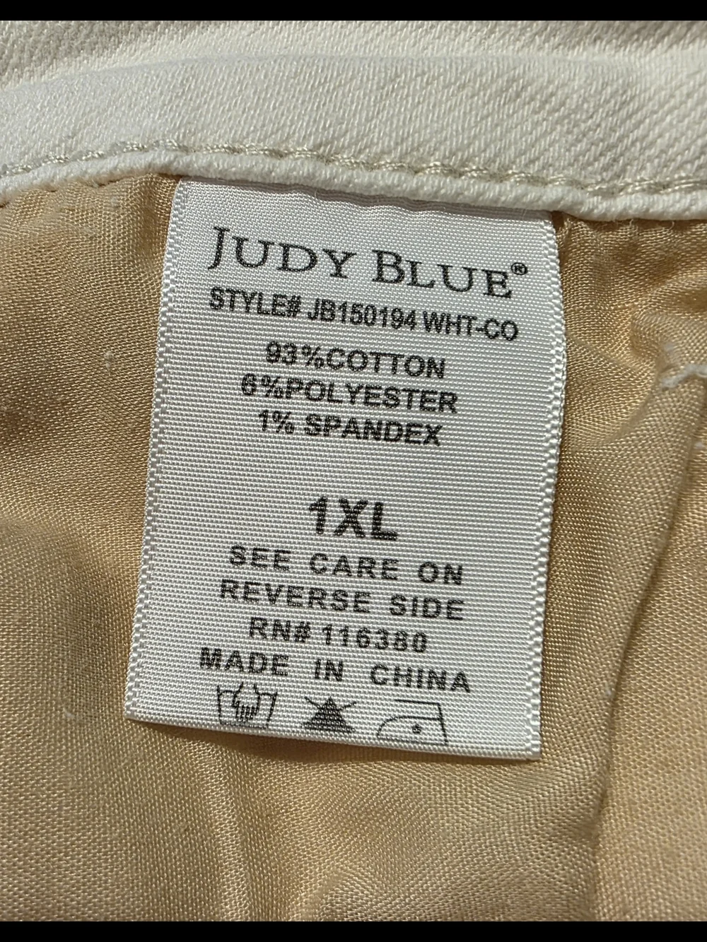 Judy Blue White High-Rise Button-Front Frayed Hem Denim Shorts 1xl - Picture 8 of 9
